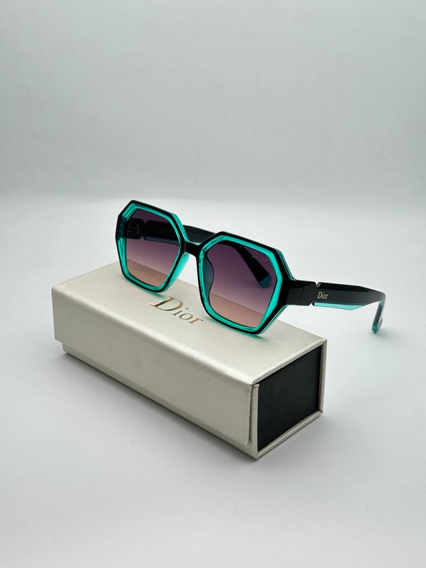 "عینک آفتابی دیور چند ضلعی با فریم سبز و لنز UV400